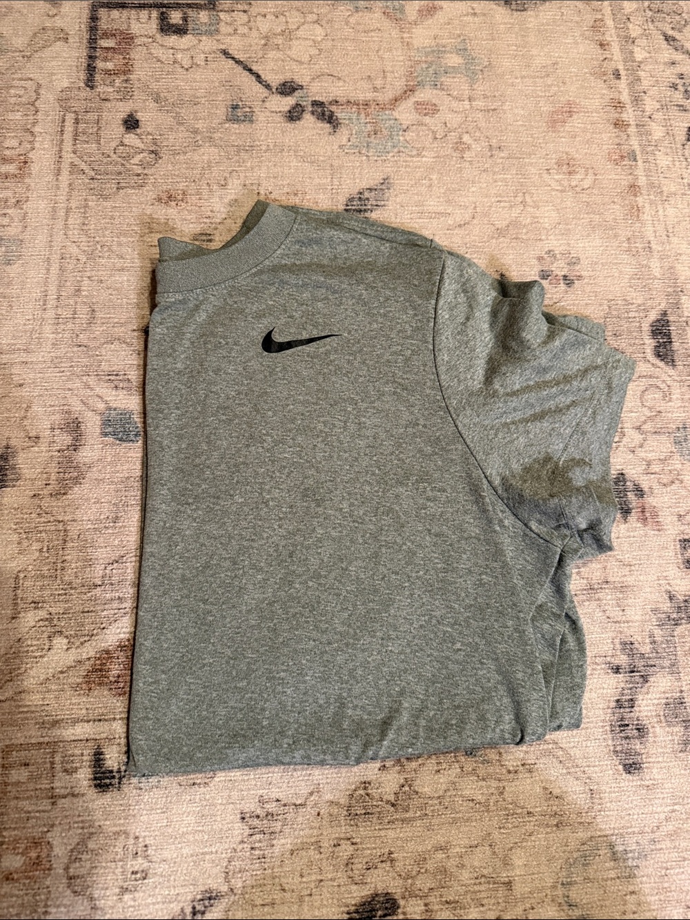 Nike Grey Heather Crewneck Tee with Black Swoosh